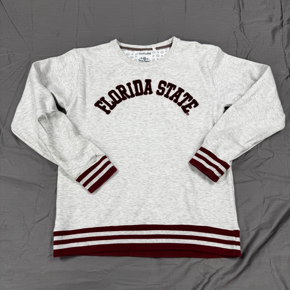 Three Square Florida State University Sweatshirt XL Grey Garnet Striped Trim